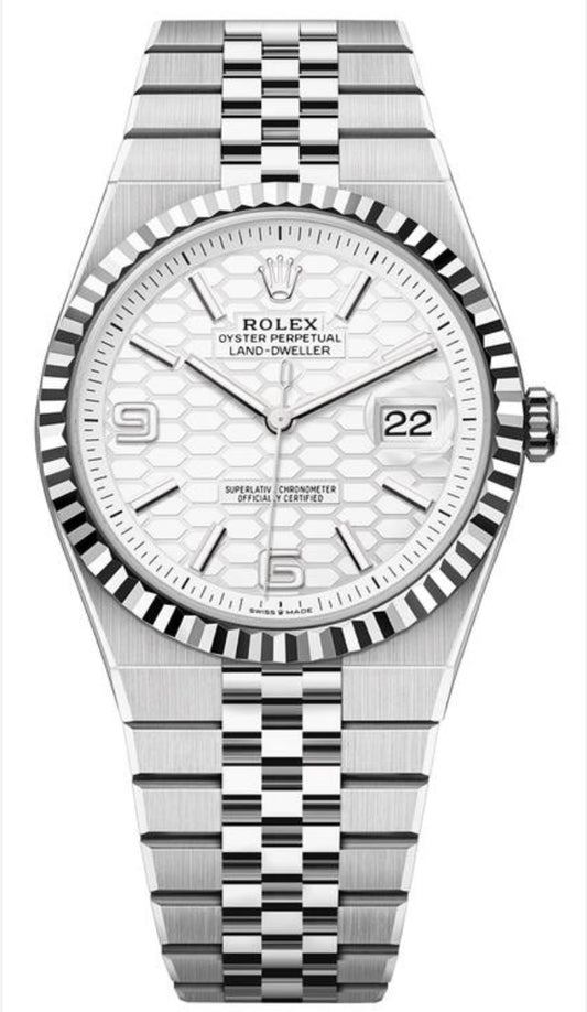 Rolex Land-Dweller 40 White Honeycomb Flat Jubilee 127334