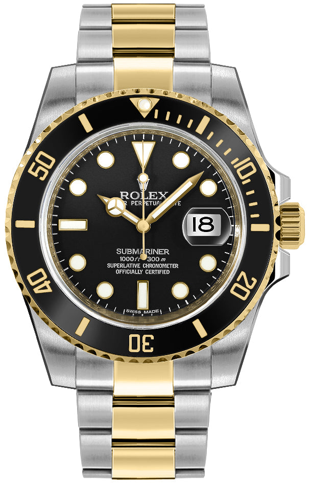 Rolex Submariner Black Dial on Oyster 116613LN Complete 2019