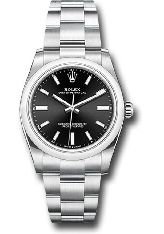 Rolex Oyster Perpetual 34 Black Index Oyster 124200