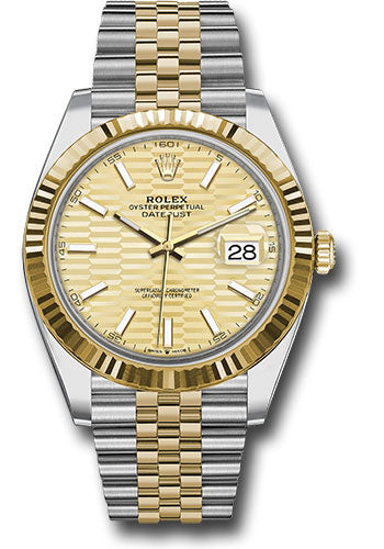 Rolex Datejust 41 Golden Fluted Motif Index Dial on Jubilee 126333 Card 2023
